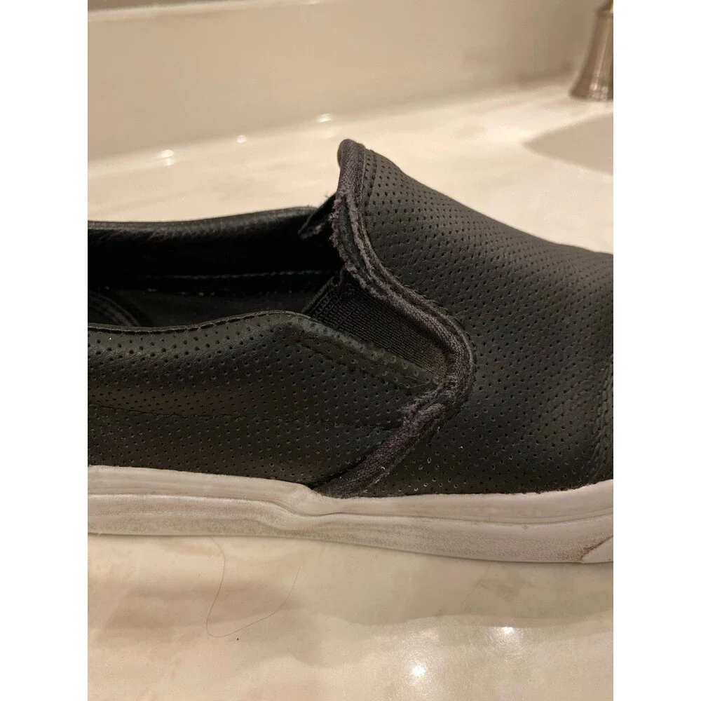 Vans Shoes Unisex Sneaker Slip-On Black Perforated Leather Size 10 (W)‎ 8.5 (M)